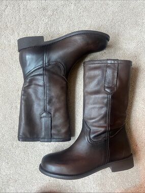 Classic Brown Leather Mid-Calf Boots
